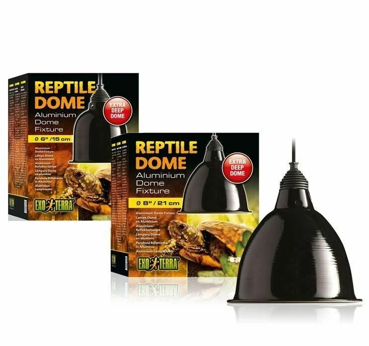 Exo Terra Reptile Light Dome Aluminium Extra Deep Lamp Fixture for Longer Bulbs