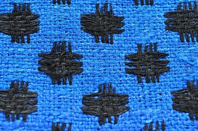 Azul real y negro 100 % pura seda cruda Matka yardas 3 yardas 46" W tela de lujo Foto 1 de 4