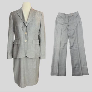 y2k Brooks Brothers Small 3 Piece Suit Women's Wool and Silk Grey Stripes - Picture 1 of 8
