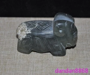 Estatua de ganado de sacrificio tallado jade hetiano dinastías antiguas de China de 2,2" - Imagen 1 de 8