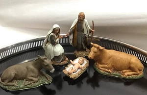 Belén vintage pintado a mano Martino Landi Italia acebo familia animales 5 piezas - Imagen 1 de 9