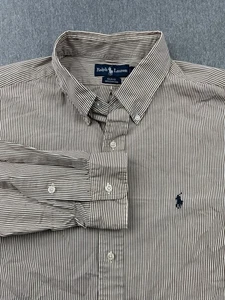 Ralph Lauren Blake Langarm Button Down Hemd Herren XXL braun weiß gestreift - Bild 1 von 13