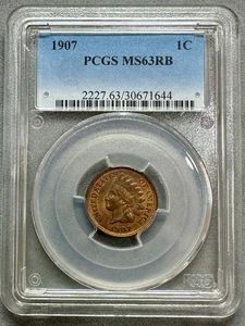 1907  INDIAN CENT  PCGS  MS63 RB - Picture 1 of 4