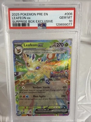 2025 POKEMON EN-PRISMATIC EVOLUTIONS #006 LEAFEON ex SURPRISE BOX PSA 10 - Image 1 of 2