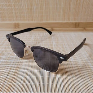 Clubmaster Style Sonnenbrille schwarzes Gestell braune Gläser UV-Schutz für Herren - Bild 1 von 4
