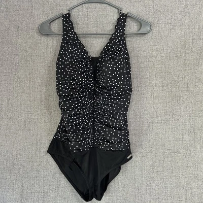 Traje de baño Lascana para Venus de una pieza talla 10 negro blanco con volantes a lunares Foto 1 de 4