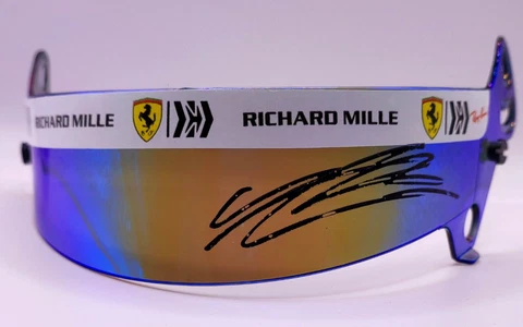 F1 FERRARI Charles Leclerc signed mini helmet BELL BLUE 1/2 visor Cover