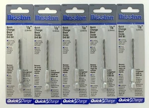 5 DISSTON 1/8" QUICK CHANGE DRILL BITS BLACK OXIDE 1/4" HEX SHANK 6954 - Picture 1 of 3