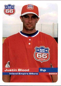 2003 Inland Empire 66ers Grandstand 3 Justin Blood Swanzey New Hampshire NH Card