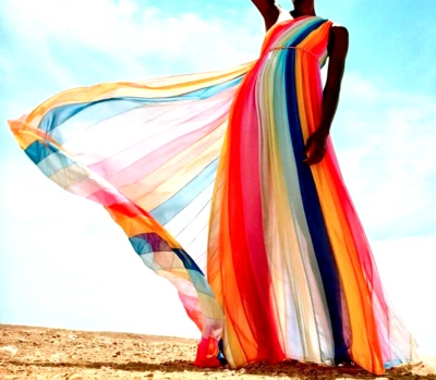Nuevo NUEVO CON ETIQUETAS CAROLINA HERRERA Un Hombro Arco Iris Tul Vestido Largo Vestido de Noche 14 Foto 1 de 4
