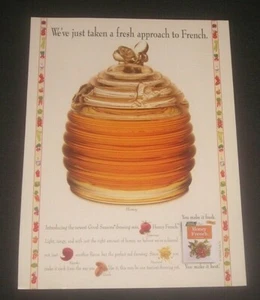 1995 Good Seasons Salad Dressing Print Ad Honey French Flavor, Beehive & Bees - Picture 1 of 1