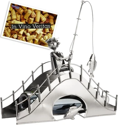 BRUBAKER Portabottiglie Porta Vino Porta Bottiglie Pescatore sul Ponte Regalo - Immagine 1 di 4