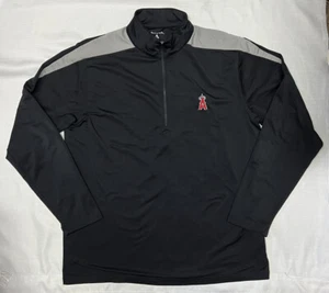 Antigua Adult Mens Collard Long Sleeve 1/4 Zip Black Shirt Medium MLB ANGLES - Picture 1 of 8