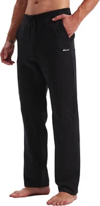 Men'S Cotton Yoga Sweatpants Athletic Pants Open Bottom Exercise Lounge Pants Lo - Picture 1 of 6