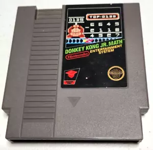 Authentic Donkey Kong Jr. Math Nintendo NES Cartridge Game Tested & Works Black - Picture 1 of 8