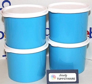 Juego de 4 contenedores apilables de 2,5 tazas herméticos azules y blancos - Imagen 1 de 3