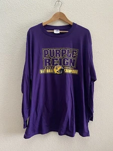 VTG 2003 LSU Tigers Football National Champions Purple Reign Shirt 2XL EUC 2000s - Picture 1 of 4