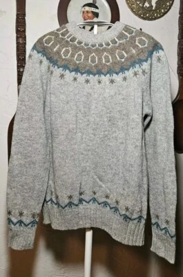 Vintage Astor One Sweater Mens Size L Gray & Blue Winter 100% Wool Crew Neck - Image 1 of 4