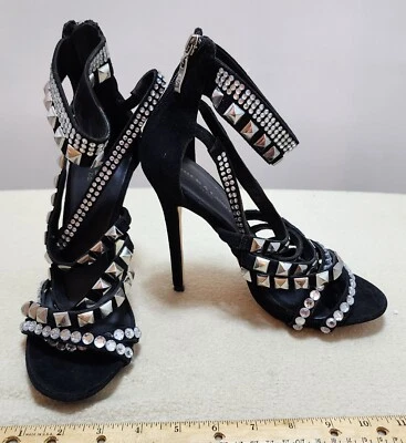 ZIGINY Negro Gamuza Stiletto Pump Estrás Vivienne Caja y Bolsas de Satén Talla 8 Foto 1 de 4