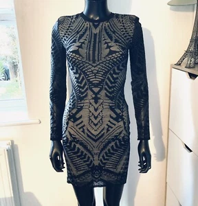 Balmain Body Con Lace Long Sleeved Mini Dress XS U.K. 6, Fr 35. RRP £1,573 - Picture 1 of 10