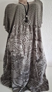 Sommerkleid Strandkleid Vivien free Size 50-52 Made in Italy Schlamm Netzarm - Bild 1 von 3