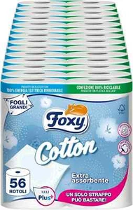 Foxy Cotton Carta Igienica 5 Veli 56 Rotoli 115 Strappi per Rotolo Extra Large - Foto 1 di 6