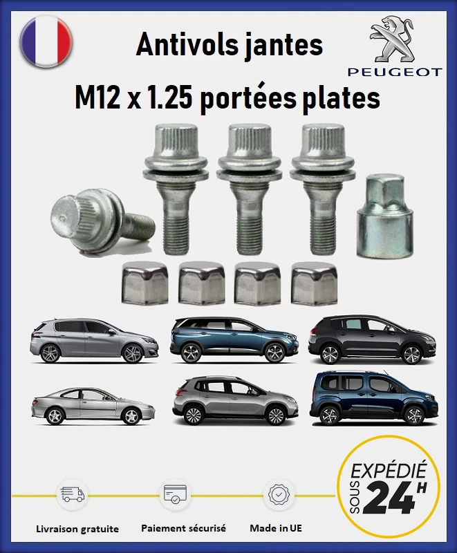 Ecrous antivol de roues Peugeot - Photo 1/1