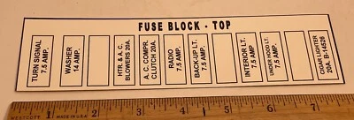Continental Mark II 1956 1957 reimpresión de etiqueta de caja de fusibles (no Lincoln) blanco Foto 1 de 2
