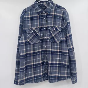 Brixton Shirt Men XL Blue Flannel Bowery Long Sleeve Button Up Plaid StandardFit - Picture 1 of 11