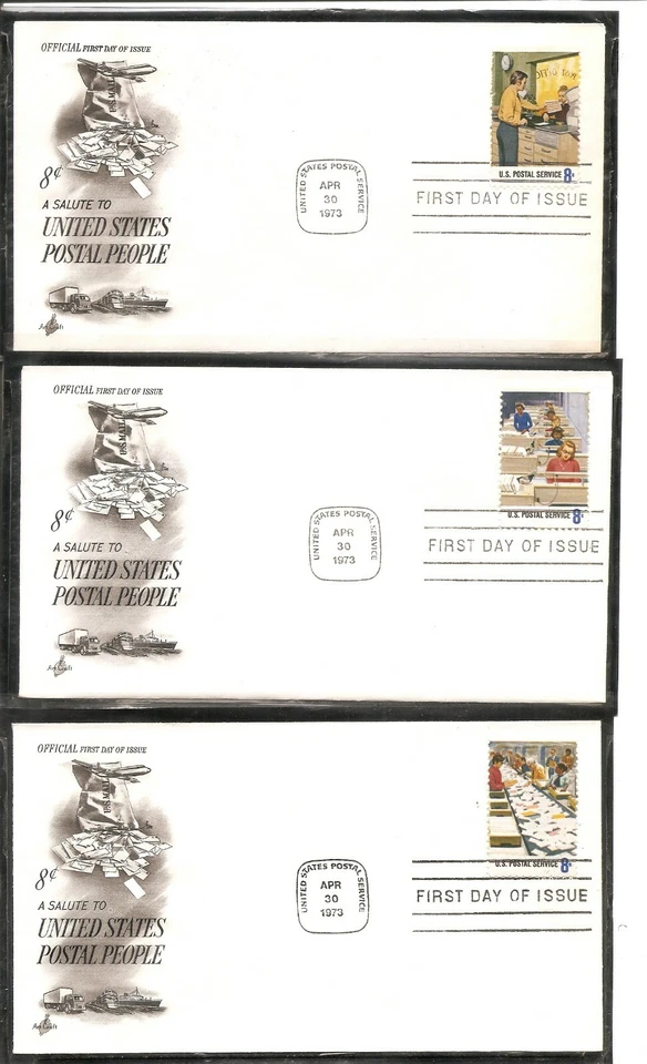 US SC # 1489-1498 Postal People FDC. 10 Covers Set. Artcraft Cachet. - Image 1 of 4