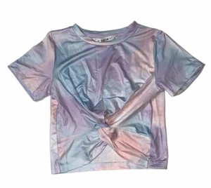 Brand New- Shein Short Sleeve Tie Front Pastel Block T-Shirt Girls (Size 6T) - Picture 1 of 8