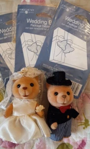 Vintage 1980’s Russ BERRIE Critters Bride & Groom Bears 4” Flocked Figures! Rare - Picture 1 of 2