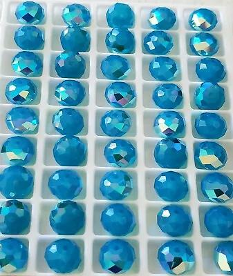Swarovski 5040 8mm Briolette Beads, Caribbean Blue Opal AB (6pcs)  - Image 1 of 2