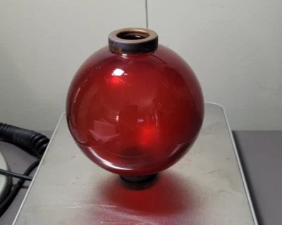 4.5'' RED GLASS BALL for weathervane/ LIGHTENING RODS ,fits 3/4'' rods -seconds - Image 1 of 2