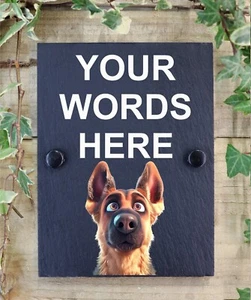German Shepherd Personalised Funny Beware Of The Dog Slate Sign Plaque Pixar - Picture 1 of 10