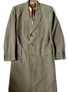 PAUL SMITH Mens Olive Tweed Wool Peak Lapel Slim Fitted Coat sz 40 - Picture 1 of 9