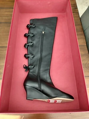 Botas hasta la rodilla Valentino de cuero negras con lazo EU37 US6.5 se envían hoy nuevas en caja Foto 1 de 4