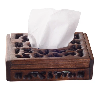 复古手工木质纸巾盒盖时尚餐巾盒支架酒店家居装饰- Foto 1 de 4