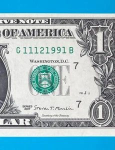 November 12, 1991 / 11 December 1991 : G 11121991 B BIRTHDAY $1 One Dollar Bill - Picture 1 of 3