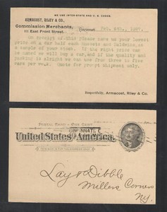1897 ARMACOST RILEY & CO COMMISSION MERCHANTS CINCINNATI O ADVERTISING CARD UX12