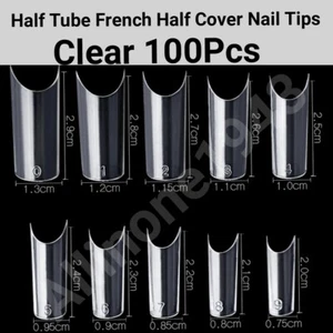 100Pcs C Curve Half Cover French Artificial False Nail Tips waterpipe half tube  - Picture 1 of 5