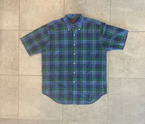 Austin Reed London XL Short Sleeve Shirt Button Down Blue/Green Plaid - Picture 1 of 5