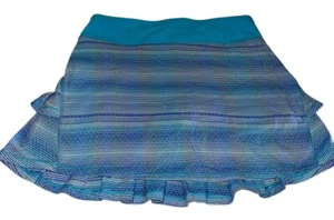 Ivivva Girls Set The Pace Skirt Skort Sz 14 Blue Purple Ocean Chevron Athleisure - Picture 1 of 8