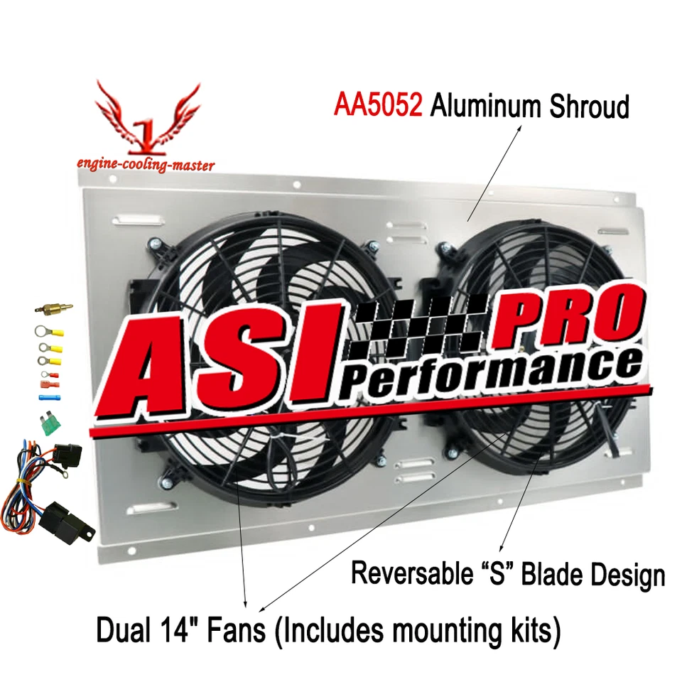 Aluminum Radiator Shroud Fan+Relay Fit 88-99 CHEVY GMC C K C1500 C2500 C3500 ASI Foto 1 de 4