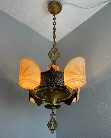 1930s Beardslee-Williamson  Art Deco 4 Light Slip Shade Fixture #2 Cover