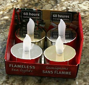 Flameless Tealight Set of 4 Metallic Silver and Gold - Picture 1 of 1