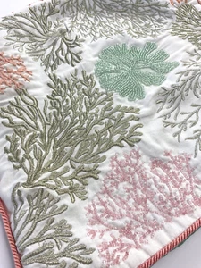Pier 1 Imports SEA GLASS BAY Throw Pillow Cover 15x15 Beads Silver Green Coral - Picture 1 of 8