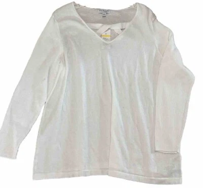 Kim Rogers Talla 2X Nuevo Atlas Marfil Manga Larga Cuello en V Suéter Ligero Foto 1 de 4