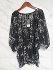 Womens Dorothy Perkins Black floral Beach Cover Up Size 12 (14) New With Tags