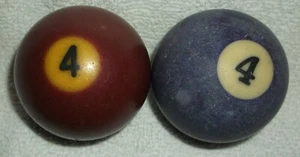 POOL BALLS # 4 CUE SPORTS BILLIARDS SET OF 2 PRE-OWNED REPLACEMENT ARTS CRAFTS - Picture 1 of 2